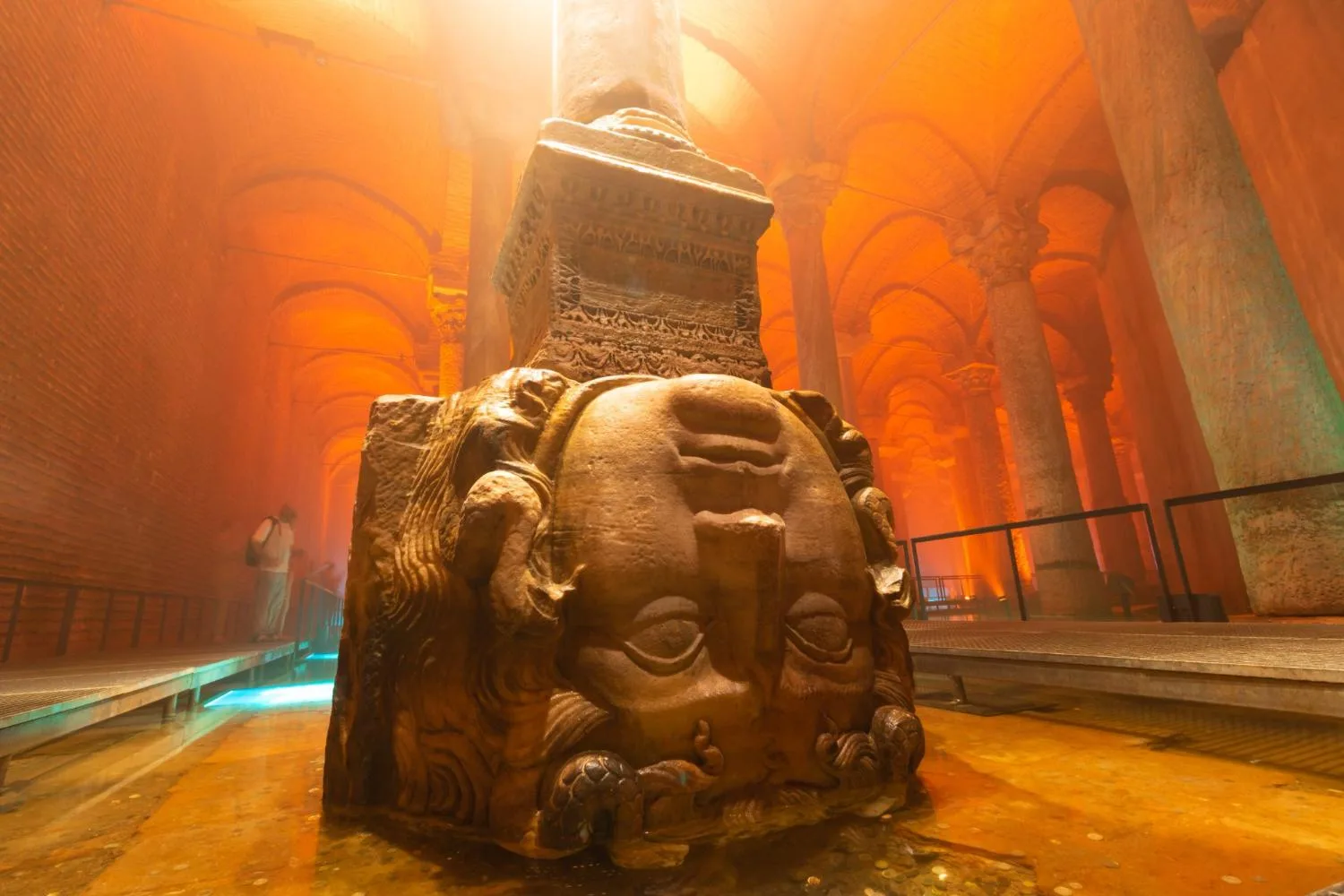 Upside-down Medusa head in the Basilica Cistern