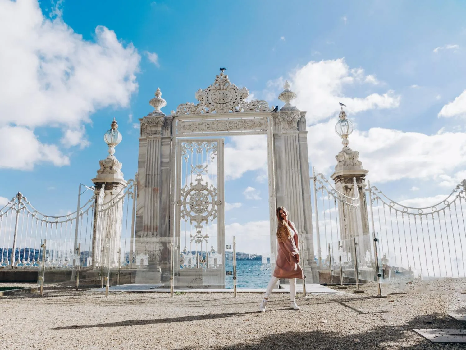 Ornate gate at Dolmabahçe Palace