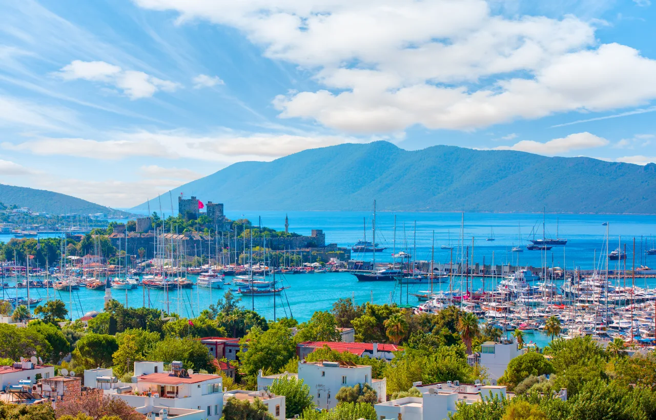 Bodrum’s marina, castle and surrounding hills
