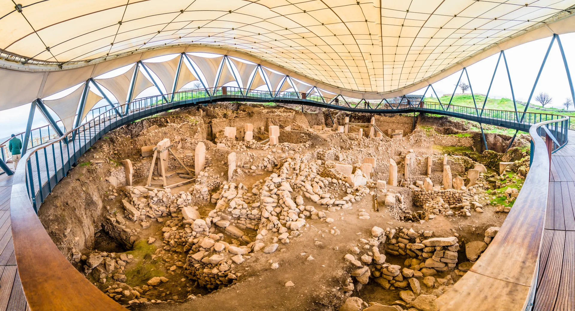 Recintos arqueológicos de Göbekli Tepe bajo la cubierta protectora